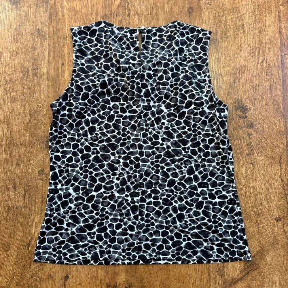 Black and White Calvin Klein Women's animal print sleeveless top - Picture 2 of 8